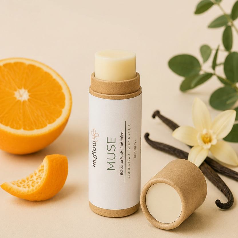 Muse | Bálsamo labial botánico naranja & vainilla